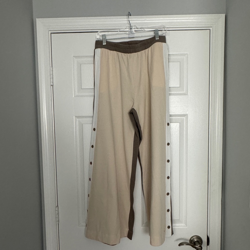 Women’s cotton elastic waist  2 tone pant